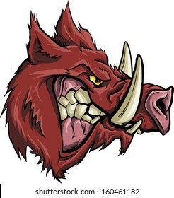 Angry brown boar profile. Vector illustration. Isolated on white background