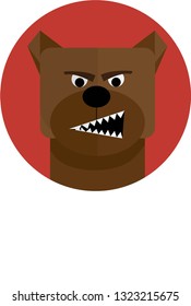 angry brown dog head on a red background
