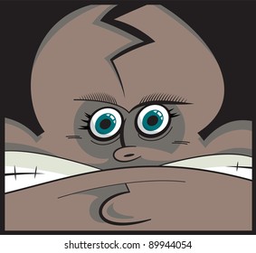 Angry brown face showing teeth