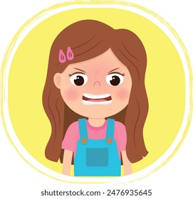 Angry brown haired cute preschool girl