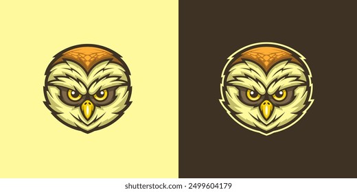 Vector de cabeza de búho marrón enojado logo