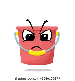 angry bucket mascot character illustration. cute and playful concept. furniture, tools, woodworking, restoration, repair and carpentry themes