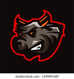 Angry bufallo mascot logo template