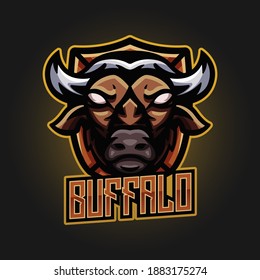 Angry Buffalo E-Sport Logo Vector Illustration. Suitable for Gamers Team, Gaming Streamer and etc.