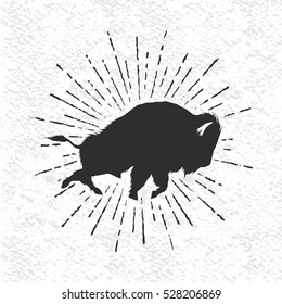 angry buffalo on white background.Vintage style.Vector symbol