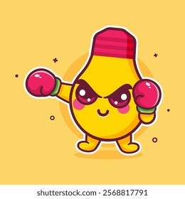 angry bulb lamp character mascot playing boxing sport isolated cartoon