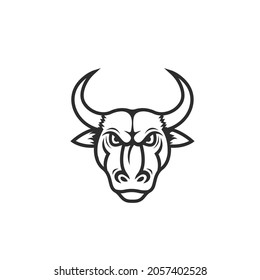 angry bull black line  icon vector illustration design template