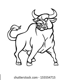 Angry Bull Black White 스톡 벡터(로열티 프리) 155554715 | Shutterstock