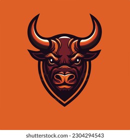 angry bull buffalo bison head e sport logo vector illustration
