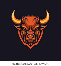 angry bull buffalo bison head e sport logo vector illustration