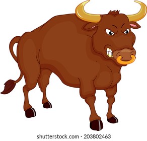 angry bull cartoon