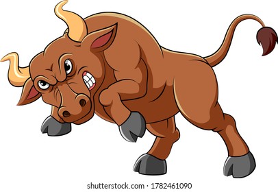 Angry bull cartoon character of illustration