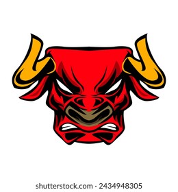 Angry Bull Cartoon Vector Drawing Illustration