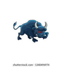 angry bull cartoon vector on a white background