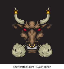 Angry bull esport mascot illustration