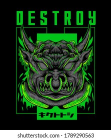 angry bull face head illustration