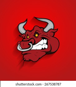Angry Bull Face Mascot Vector