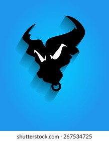 Angry Bull Face Silhouette Mascot