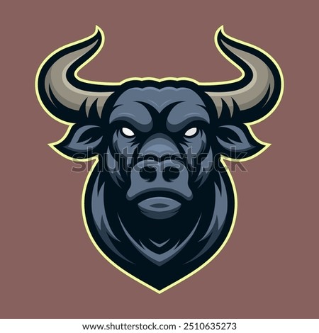 Angry bull head. Cartoon mascot logo. Vector illustration