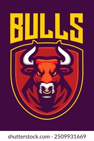 Angry Bull Head Esport Logo Design mit Badge