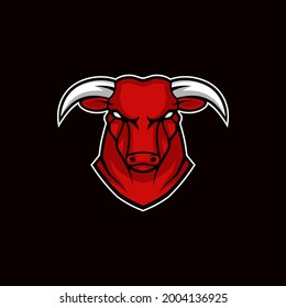 Angry Bull Head for Esports Gaming Logo Design Vector