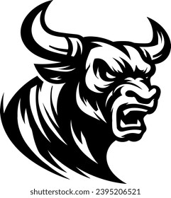 Angry bull head, isolated graphic design vector. Illustration vector logo.