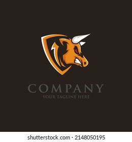 Angry bull head logo vector