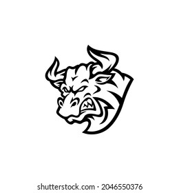Angry Bull Head Mascot illustration Silhouette Logo Design