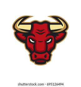 angry bull head mascot. modern professional sport logo. vector illustration