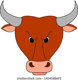 Angry bull, illustration, vector on white background.