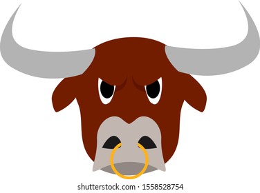 Angry bull, illustration, vector on white background.