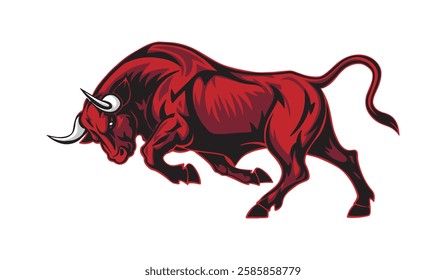 Angry bull, isolated vector illustration
