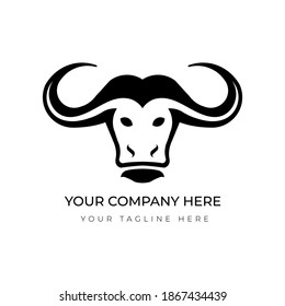 An angry bull logo with black and white color. It is simple minimal and modern. This is a vector illustration.