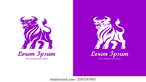 Angry bull logo design with character shape