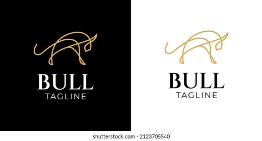 Angry Bull Logo Monoline Style