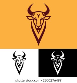 Angry and Bull Logo or Symbol -Vector EPS