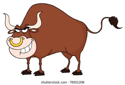 Angry Bull Mascot Cartoon Character