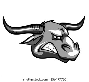 Angry Bull mascot. Monochrome version.