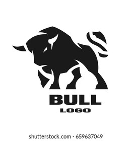 Angry bull, monochrome logo.
