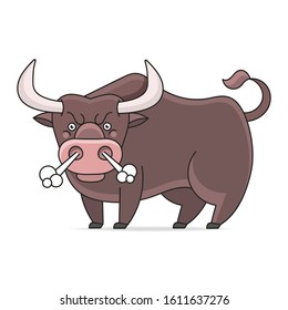 Angry Bull New Year. Year Of The Bull. Vector Illustration. Element For Label And Poster