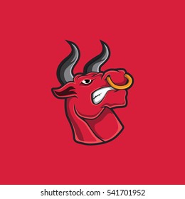 Angry bull red logo vector illustration