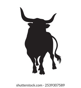 angry bull silhouette and illustration 