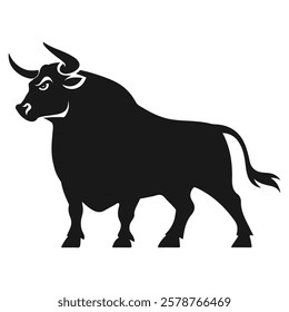 A Angry bull silhoutte illustration art design with a white backraund