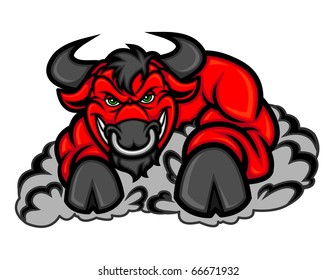 An Angry Bull Stomps Up A Dust Cloud.