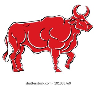 Angry bull vector isolated on white background.