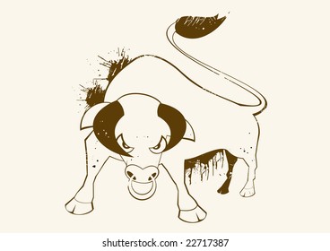 angry bull vintage symbol