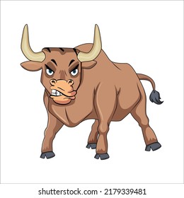 angry bull with a white background, vector
