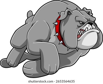 Angry Bulldog Cartoon Personagem Saltando para a Frente Agressivamente - Mão Vetor Desenhado Ilustração Isolado No Fundo Transparente