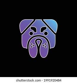 Icono de vector de gradiente azul Angry Bulldog Face