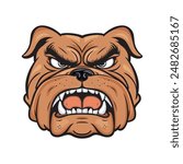 Angry Bulldog Face Vector Illustration, Fierce Bulldog Mascot on a white background
